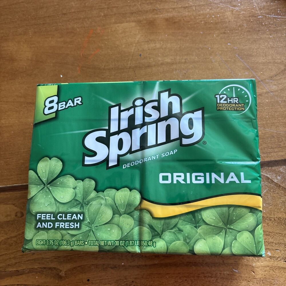 Irish Spring Original Bar Soap 8 Pack 3.75oz Bars Sealed Old Stock No Flaxseed - Picture 3 of 4